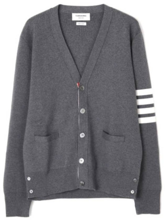 Milano Stitch 4-Bar Cardigan Medium Grey - THOM BROWNE - BALAAN 2