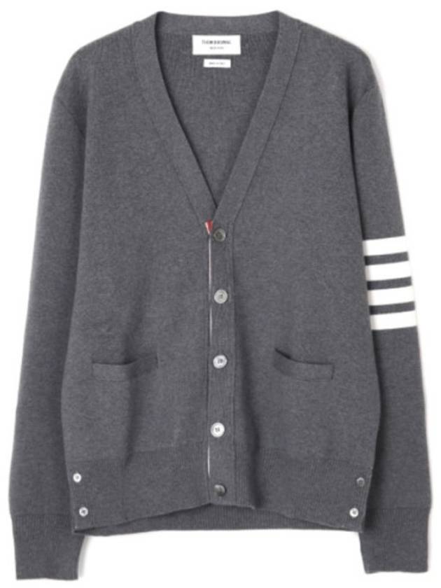 Milano Stitch 4-Bar Cardigan Medium Grey - THOM BROWNE - BALAAN 5