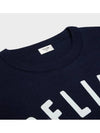 Logo Print Crew Neck Cotton Knit Top Navy - CELINE - BALAAN 4