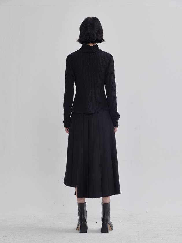 Unbalanced Pleated Design Skirt Black - LIE - BALAAN 5