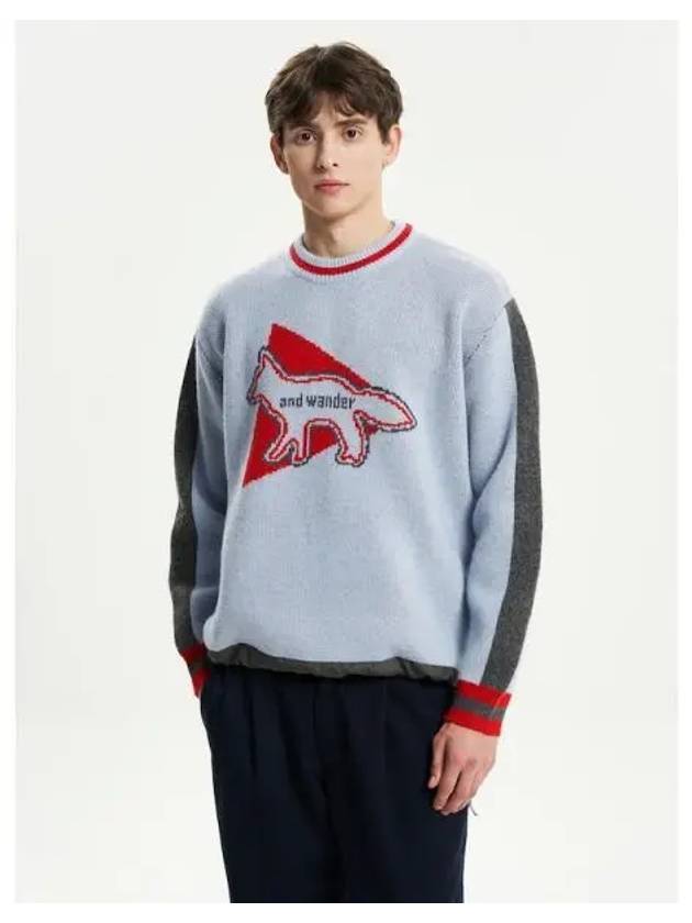 And Wonder MK Unisex Knit Pullover Light Blue Domestic Product - MAISON KITSUNE - BALAAN 1