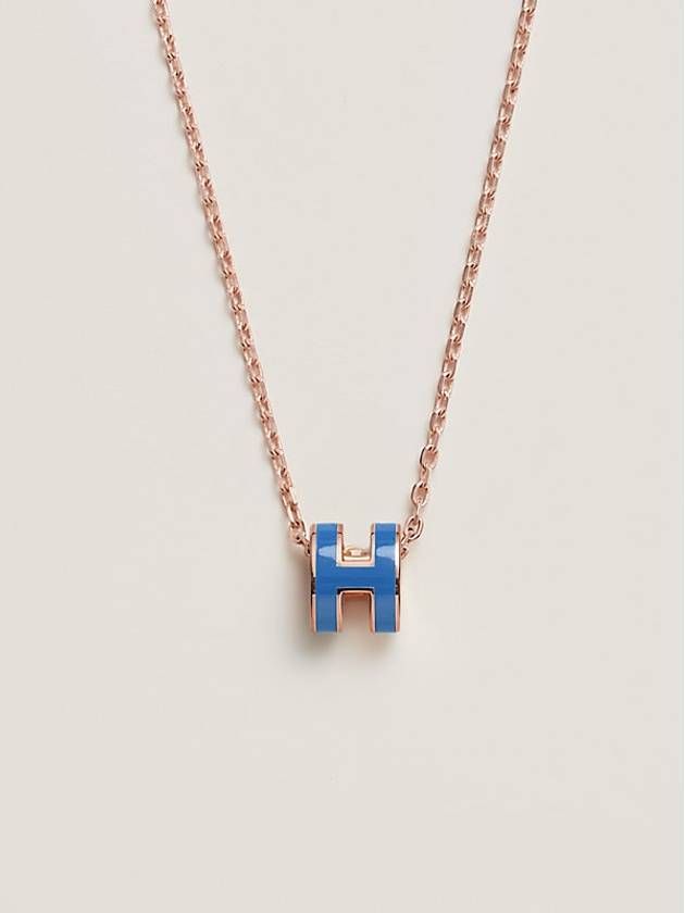 Mini Pop H Pendant Necklace Gold Blue - HERMES - BALAAN 2