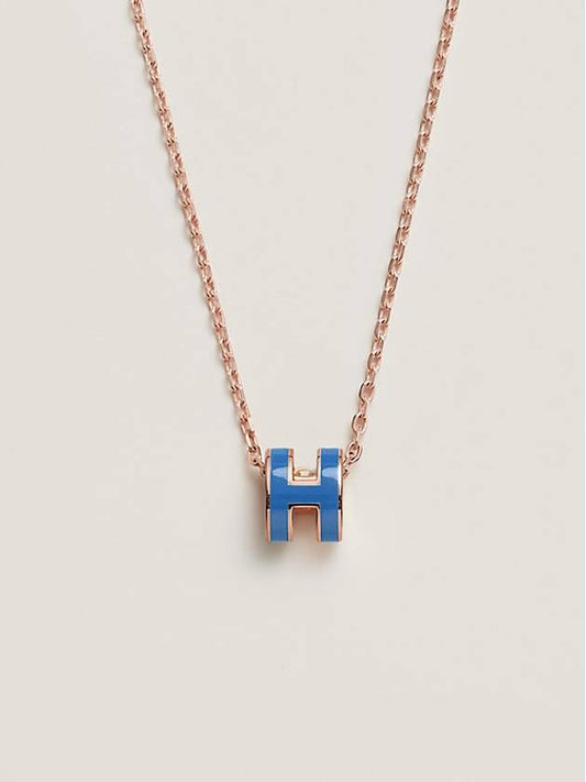 Mini Pop H Pendant Necklace Gold Blue - HERMES - BALAAN 2