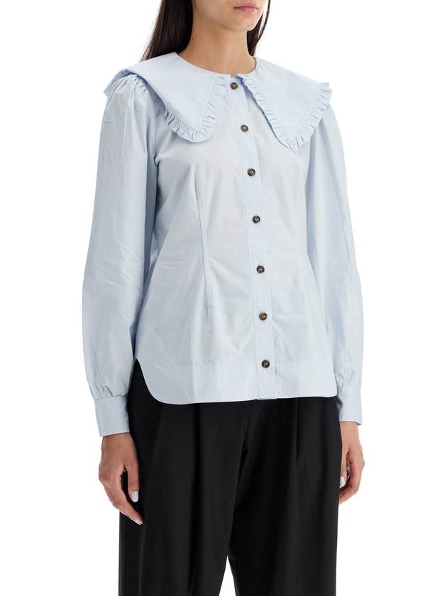 Poplin Frill Collar Shirt Blouse Heather - GANNI - BALAAN 3