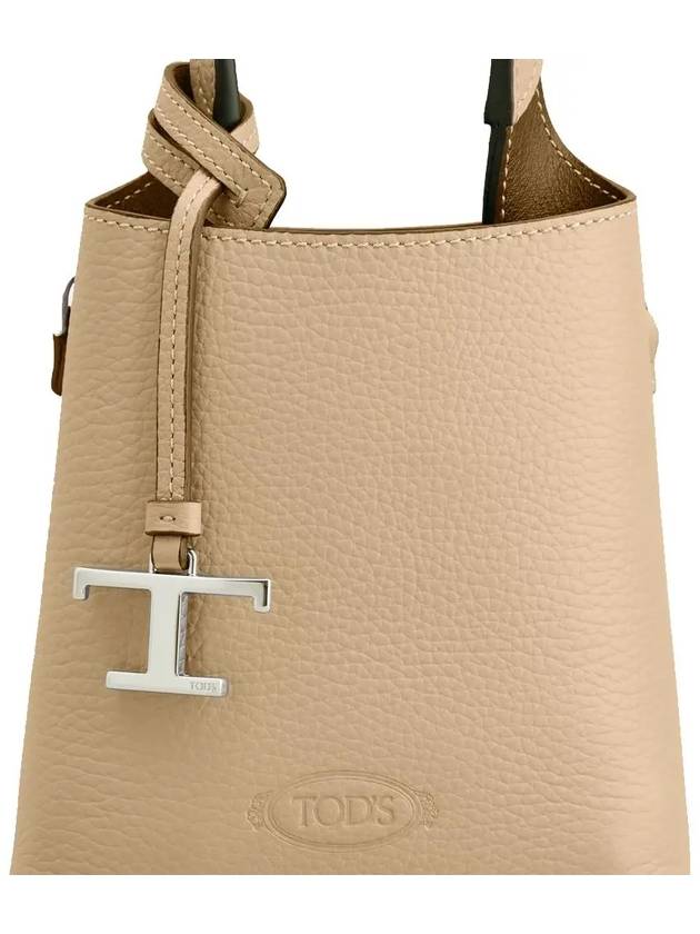 Micro Leather Mini Tote Bag Beige - TOD'S - BALAAN 5