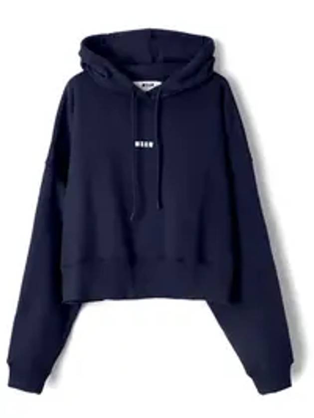 Micro Logo Crop Hoodie Navy - MSGM - BALAAN 1