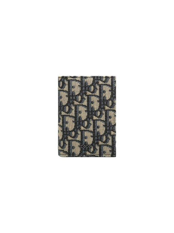 Oblique Jacquard Bifold Card Wallet Beige Black - DIOR - BALAAN 1