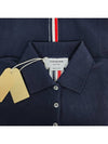 Classic Pique Center Back Stripe Relaxed Fit Short Sleeve Polo Shirt Navy - THOM BROWNE - BALAAN 8