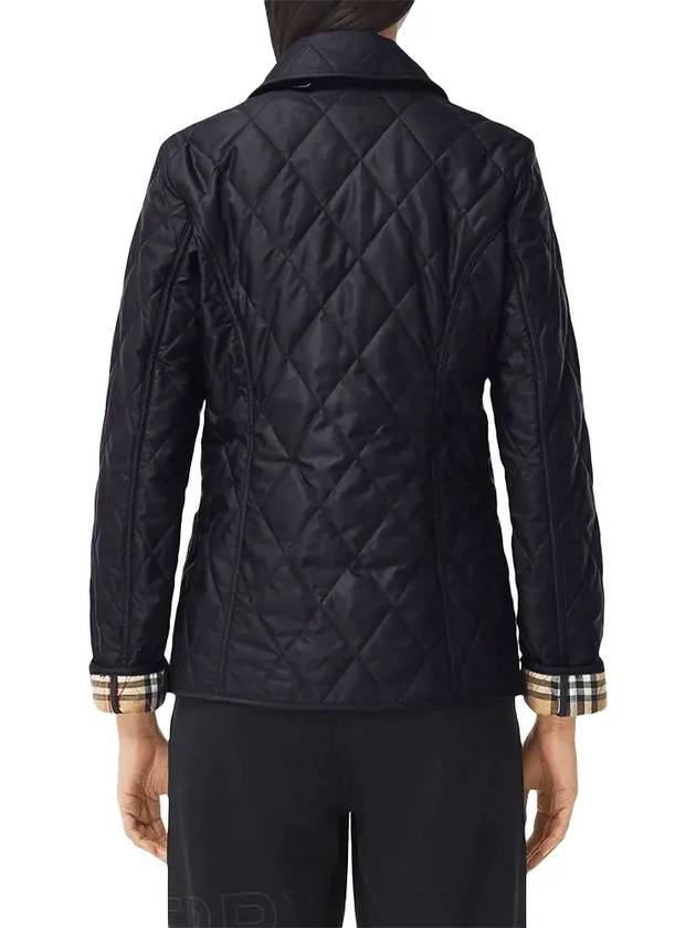 Women's Diamond Quilted Thermoregulated Check Jacket Midnight - BURBERRY - BALAAN 4