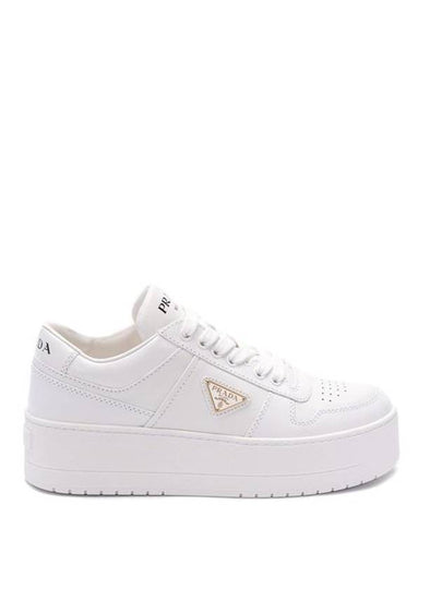 Downtown Bold Leather Low Top Sneakers White - PRADA - BALAAN 2