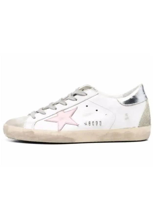 Women's Superstar Silver Heel Tab Pink Star Low Top Sneakers White - GOLDEN GOOSE - BALAAN 2