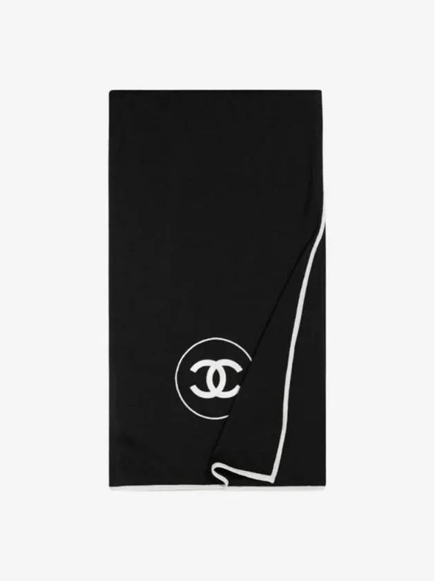 CC Logo Cashmere Silk Scarf Black - CHANEL - BALAAN 2