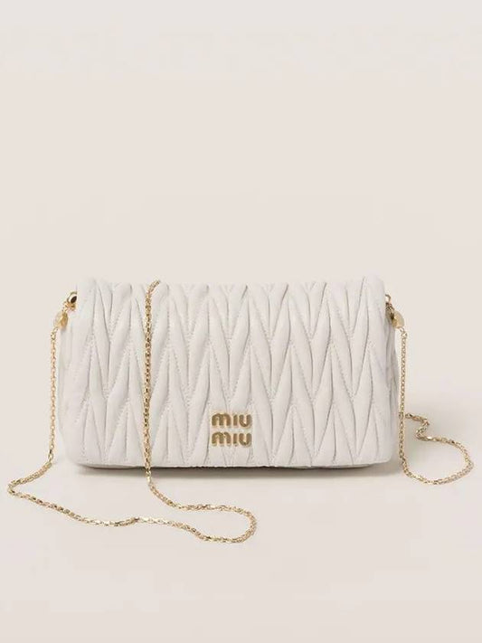 Matelasse Nappa Leather Logo Mini Bag White - MIU MIU - BALAAN 2