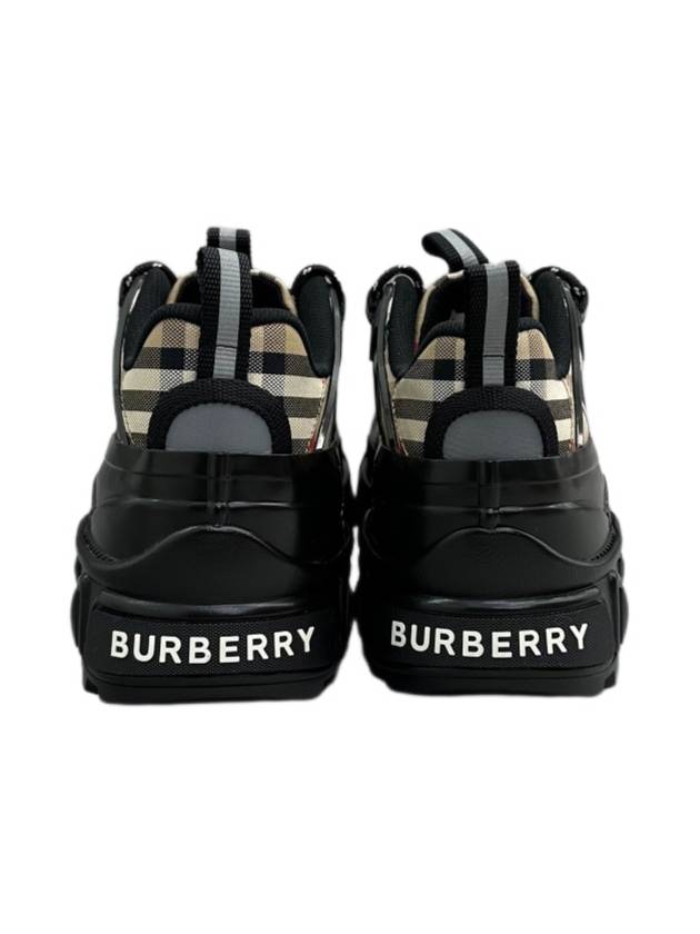 Vintage Check Cotton Leather Arthur Low Top Sneakers Black - BURBERRY - BALAAN 5