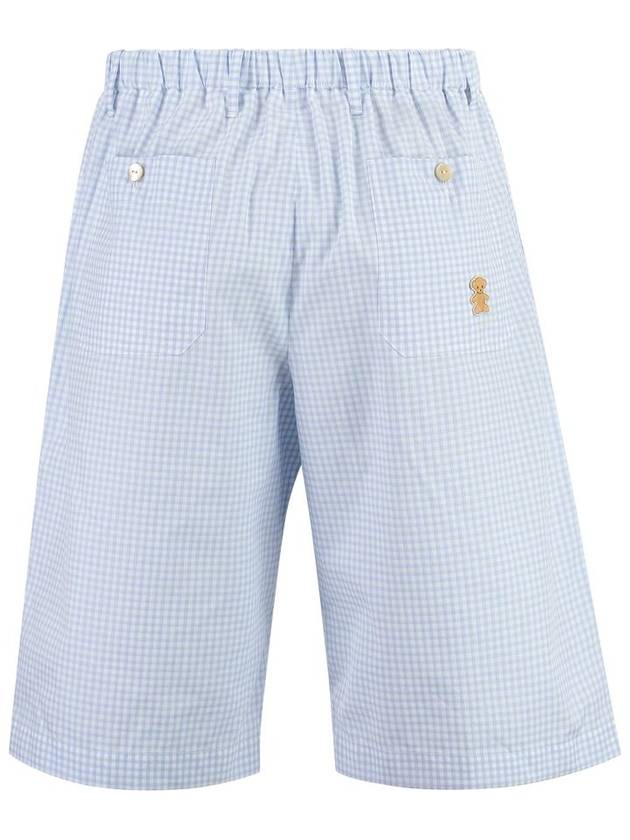 Men's Bear Patch Embroidered Check Shorts Pants Blue - GUCCI - BALAAN 3