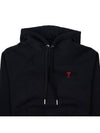 Heart Logo Cotton Hoodie Black - AMI - BALAAN 4