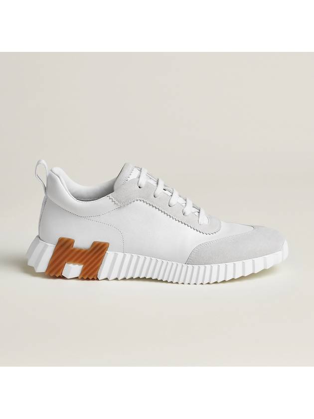 Bouncing Sneakers Calfskin Suede Goatskin Blanc - HERMES - BALAAN 3