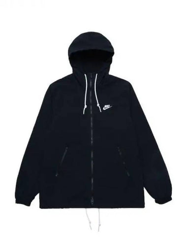 Club Woven Full Zip Hooded Jacket Black - NIKE - BALAAN 1