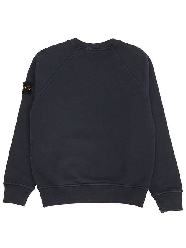 Kids Garment Dyed Old Effect Diagonal Cotton Fleece Sweatshirt Navy - STONE ISLAND - BALAAN 3