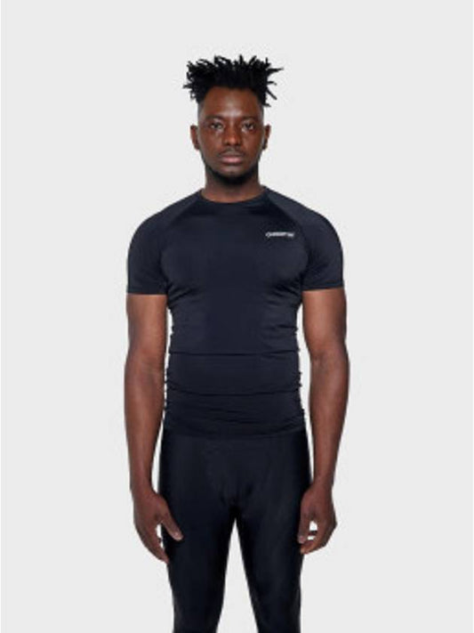 Men's Performance Pro Taping Compression Wear Short Sleeve T-Shirt Black - OVERTIA - BALAAN 1