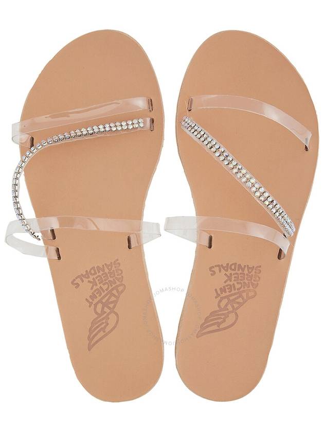 Ancient Greek Sandals Ladies Natural Polytimi Crystal-Embellished Flat Sandals, Brand Size 36 ( US Size 6 ) - ANCIENT GREEK SANDALS - BALAAN 3