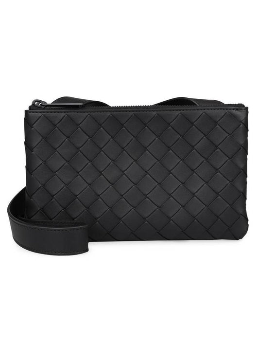 Triple Zipper Cross Bag Black - BOTTEGA VENETA - BALAAN 1
