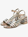 Vintage Check Leather Sandal Heels Beige - BURBERRY - BALAAN 3