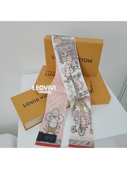 Monogram Vivienne Square Bandeau Twilly Petite Scarf Baby Pink M77402 - LOUIS VUITTON - BALAAN 2