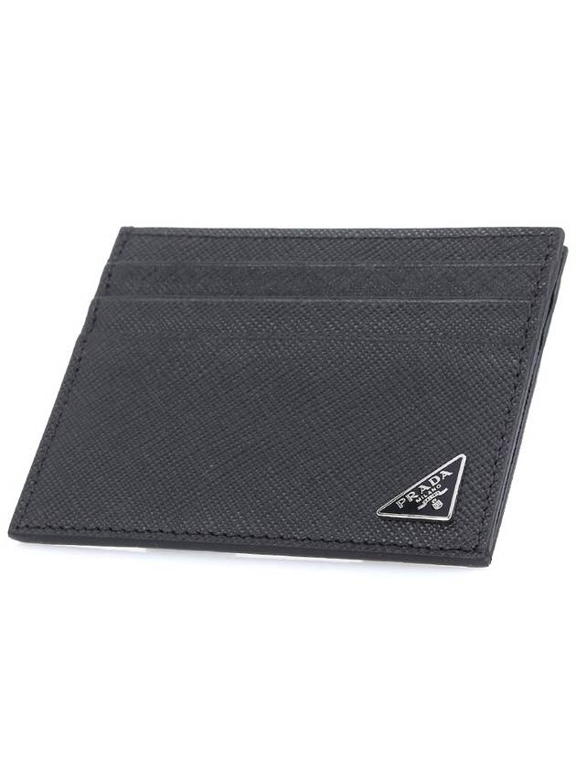 Triangle Logo Saffiano Card Wallet Black - PRADA - BALAAN 5