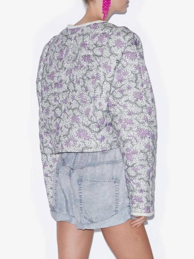 Drew Short Quilted Printed Cotton Jacket Ecru Lilac - ISABEL MARANT - BALAAN 5