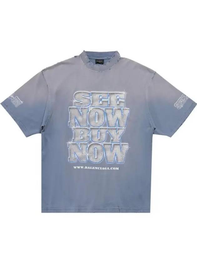 See Now Buy Now Short Sleeve T-Shirt Blue - BALENCIAGA - BALAAN 2