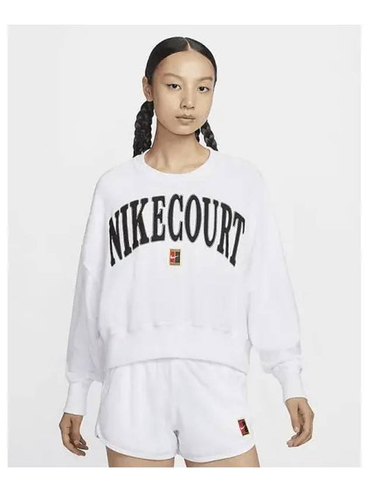 Court Heritage Women s Oversized Crew Neck Graphic Tennis Sweatshirt White Flat Pewter Black FQ2243 100 700017 - NIKE - BALAAN 1