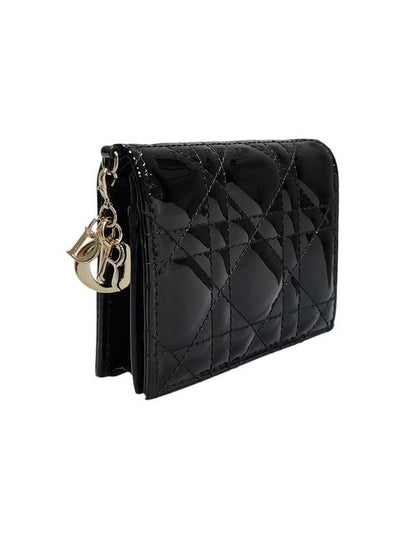 S0178OVRB 900U Black Patent Cannage Half Wallet - DIOR - BALAAN 2