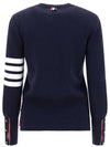 Milano Stitch Crewneck 4-Bar Cotton Crepe Knit Top Navy - THOM BROWNE - BALAAN 5