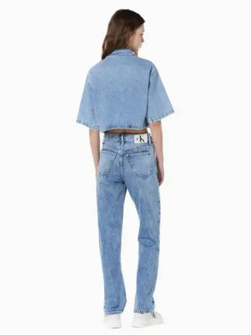 JEANS Women s Light Blue High Rise Straight Fit Denim J223952 1AA - CALVIN KLEIN - BALAAN 1