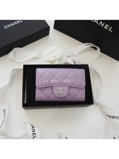 24 Classic Snap Flap Card Wallet Caviar Purple AP0214 - CHANEL - BALAAN 1