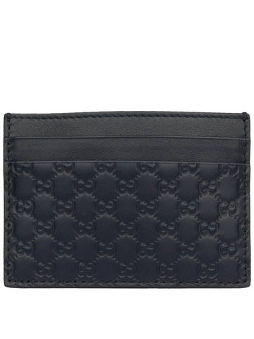 262837 Micro sea hemp leather navy card holder wallet - GUCCI - BALAAN 1