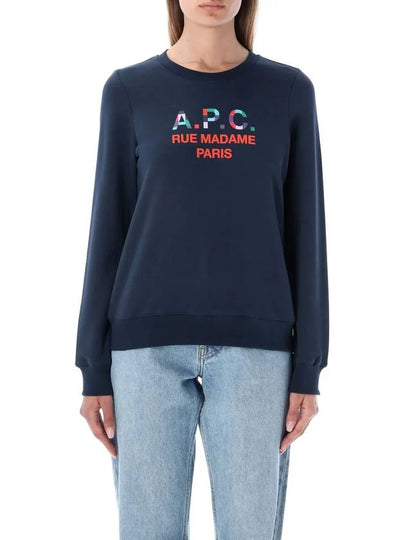 Women's Color Block Logo Sweat Sweatshirt Navy - A.P.C. - BALAAN 2