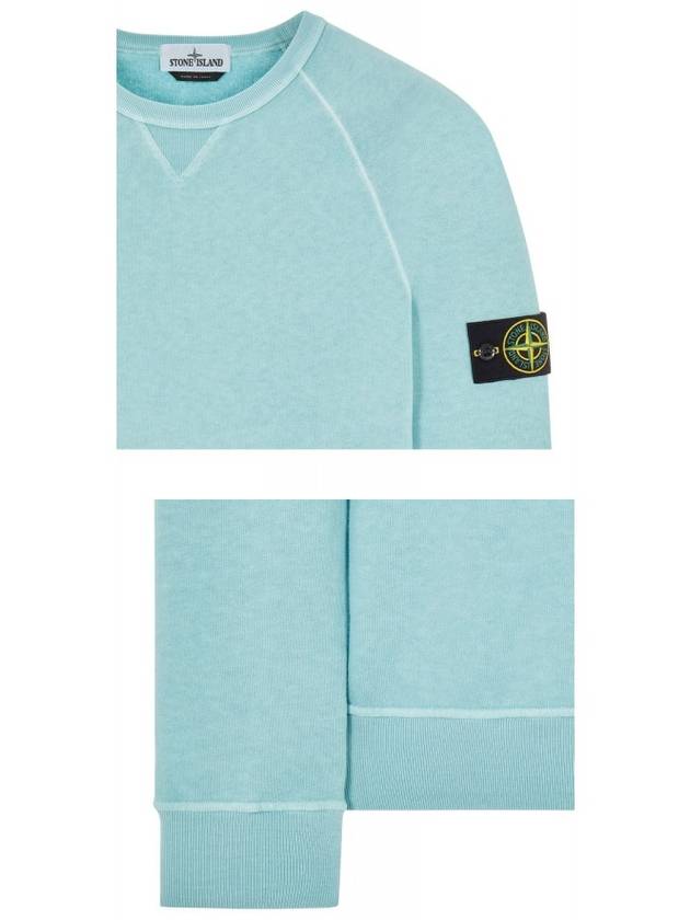 Garment Dyed Malfile Fleece Crewneck Sweatshirt Sky Blue - STONE ISLAND - BALAAN 6