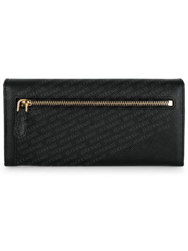 Saffiano Triangular Logo Flap Long Wallet Black - PRADA - BALAAN 4