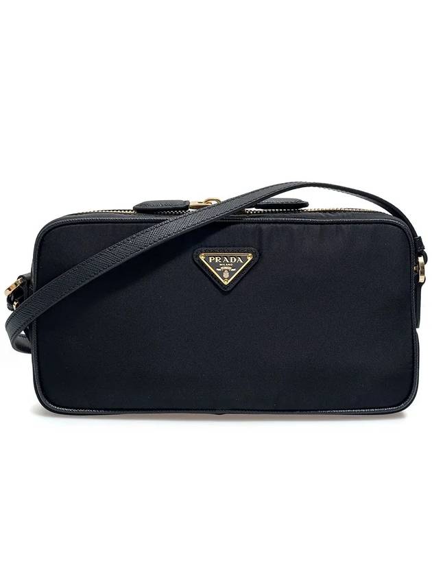 Enamel Triangle Cross Bag Black - PRADA - BALAAN 3