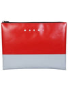 Bicolor Logo Clutch Bag Red Gray - MARNI - BALAAN.