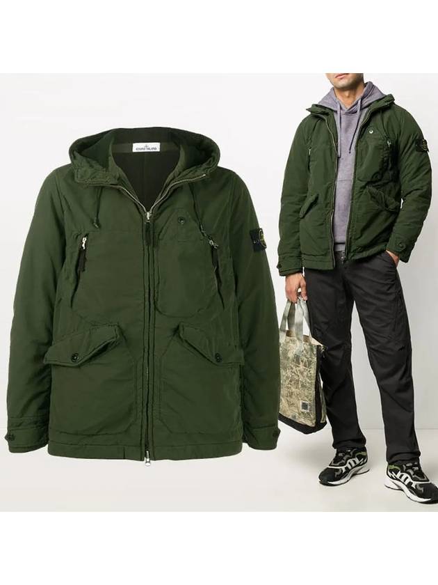 David Light TC Mircropile Hooded Jacket Dark Green - STONE ISLAND - BALAAN 2