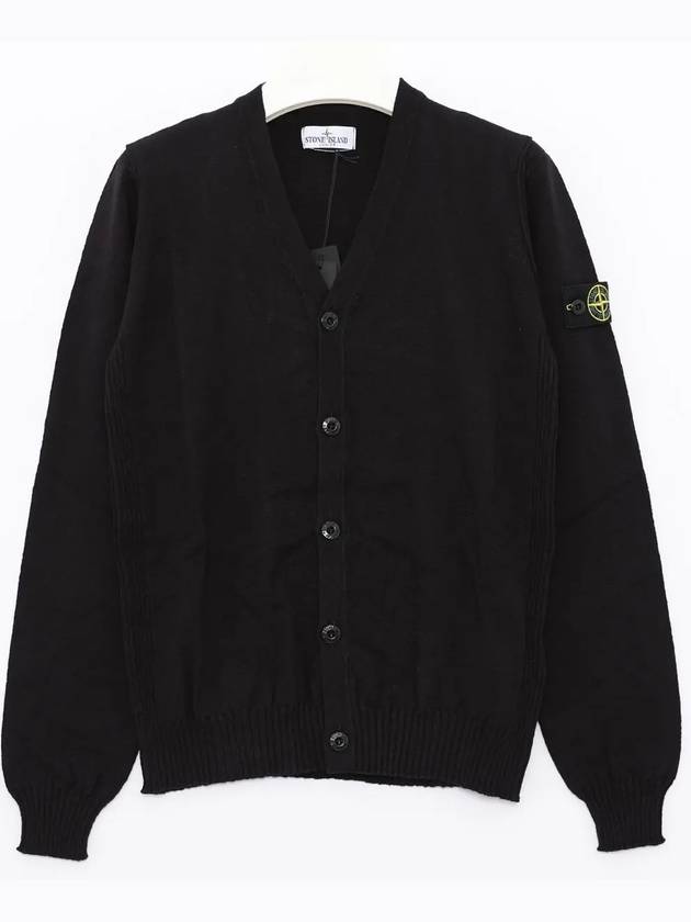 Kids Wappen Patch V-Neck Knit Cardigan Black - STONE ISLAND - BALAAN 2