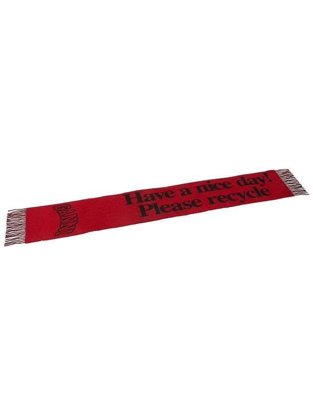 Fringe Wool Scarf Red Black - GANNI - BALAAN 5