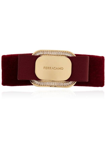 FERRAGAMO Velvet Hair Clip, Women's, Burgundy - SALVATORE FERRAGAMO - BALAAN 1