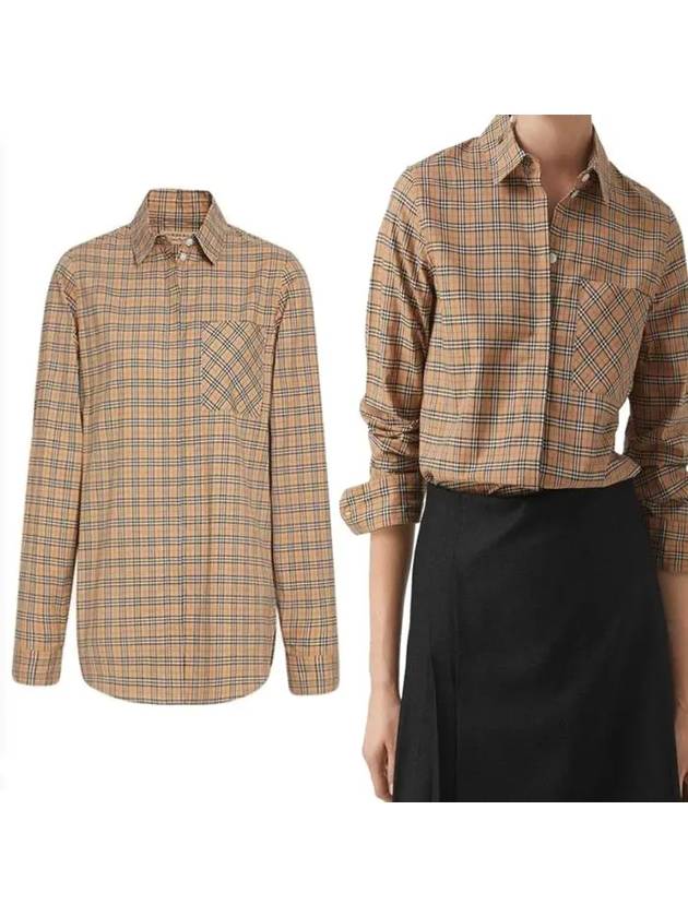 Antique Vintage Check Cotton Long Sleeve Shirt Beige - BURBERRY - BALAAN 2