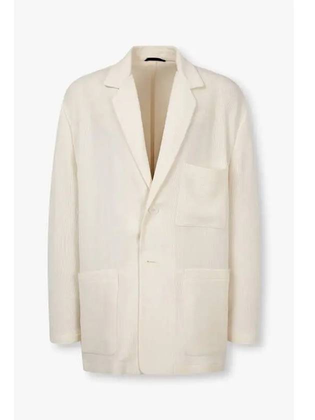 Men s Narrow Lapel Ribbed Wool Jacket Cream - GIORGIO ARMANI - BALAAN 1