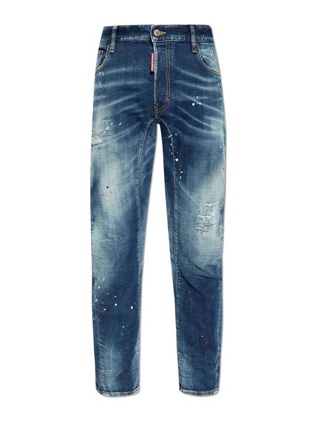 Paint Splatter Tidy Biker Jeans Navy - DSQUARED2 - BALAAN 1