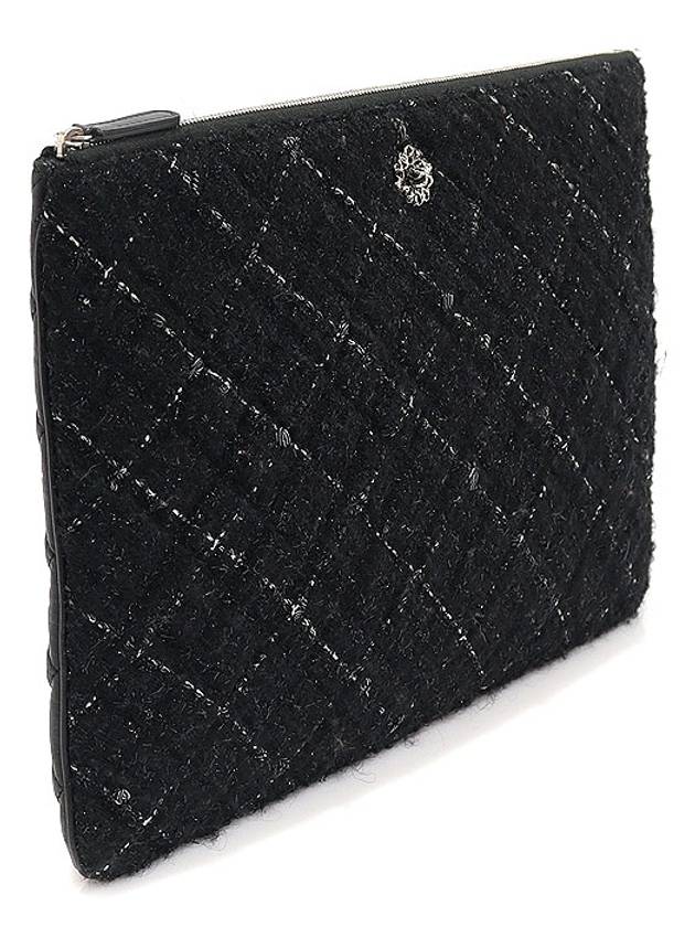 Black tweed lambskin silver large clutch 22nd - CHANEL - BALAAN 3